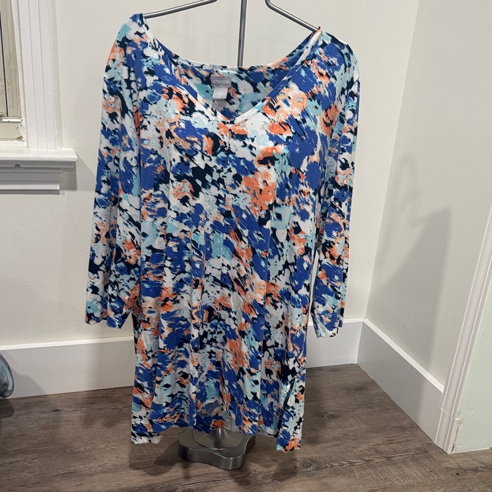 Chico's Vibrant Blue and Orange Dress